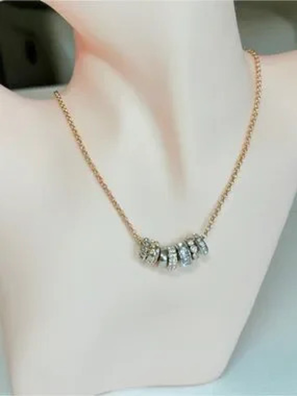 Gold Crystal Bead Pendant Necklace
